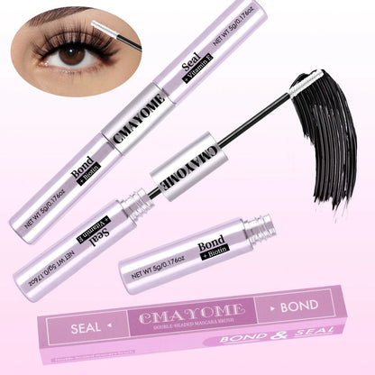Double-headed eyelash glue tube with two applicator tips for precise lash application.