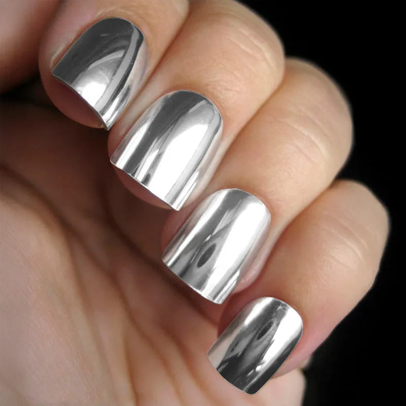 Nail Stickers Multi-Color Mirror Metal Texture Electroplated Solid Color Metallic Self-Adhesive Decals for Women Manicure Nail Art with Nail File