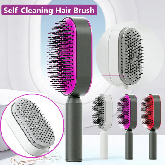 Premium self-cleaning hair brush with airbag massage technology for smooth, healthy hair