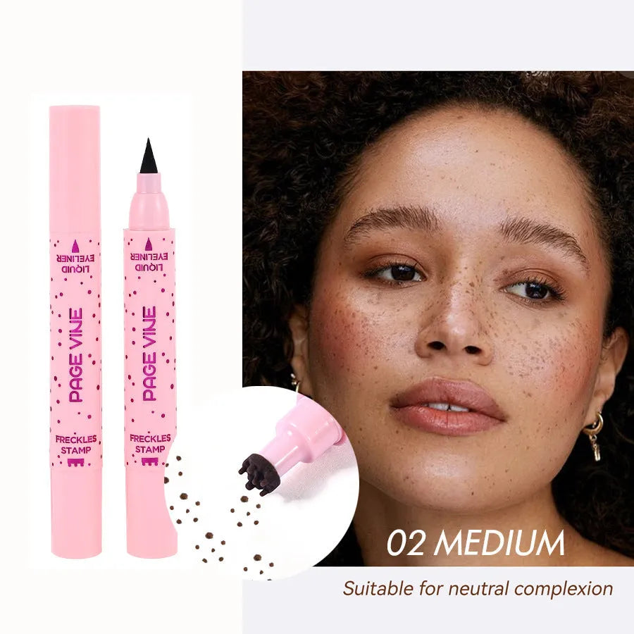 Natural freckle pen and eyeliner with double-headed design and cosmetic brush