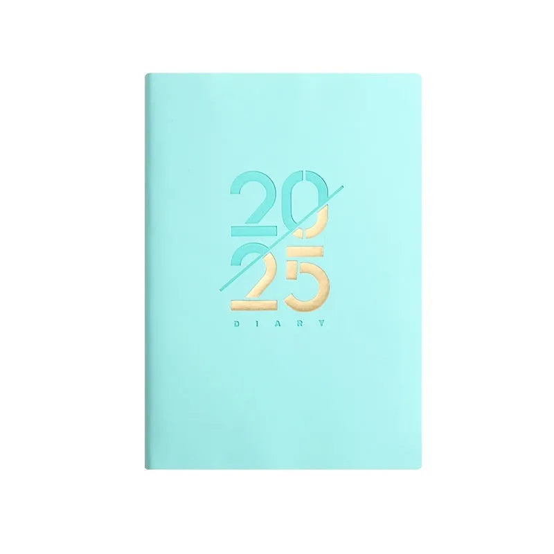 A5 daily planner schedule book with soft faux leather cover in multiple colour options
