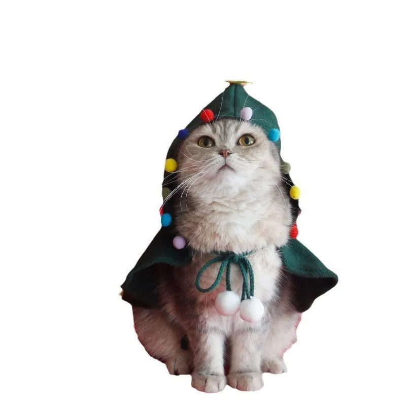 Pet Christmas Cloak winter warm shawl for cats and dogs, festive polar fleece hooded cape available in red, antlers, green, and plaid patterns in sizes S, M, L, and XL for festive holiday pet apparel and seasonal pet supplies.