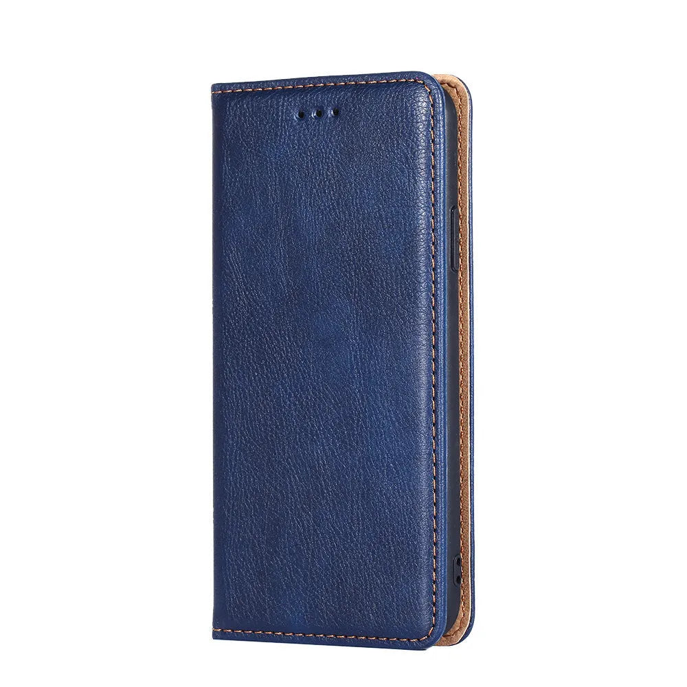 Magnetic leather PU flip phone case for Samsung Note and S Series with card slot and adjustable bracket