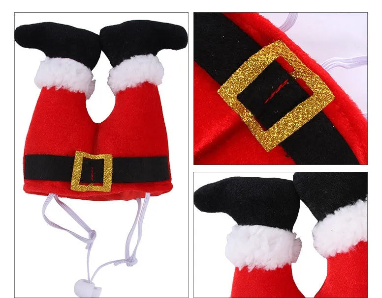 Red polyester Christmas pet hat for small dogs and cats, one size, 20 x 17 x 5cm
