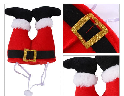 Red polyester Christmas pet hat for small dogs and cats, one size, 20 x 17 x 5cm