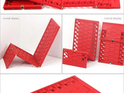 Orange folding vehicle rescue board showing folded and unfolded positions with anti slip rubber surface