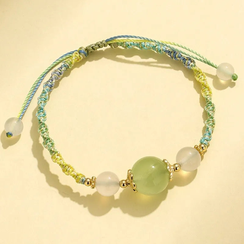 Hand-woven white agate couple bracelets with choice of 12mm central stones in diamond pattern