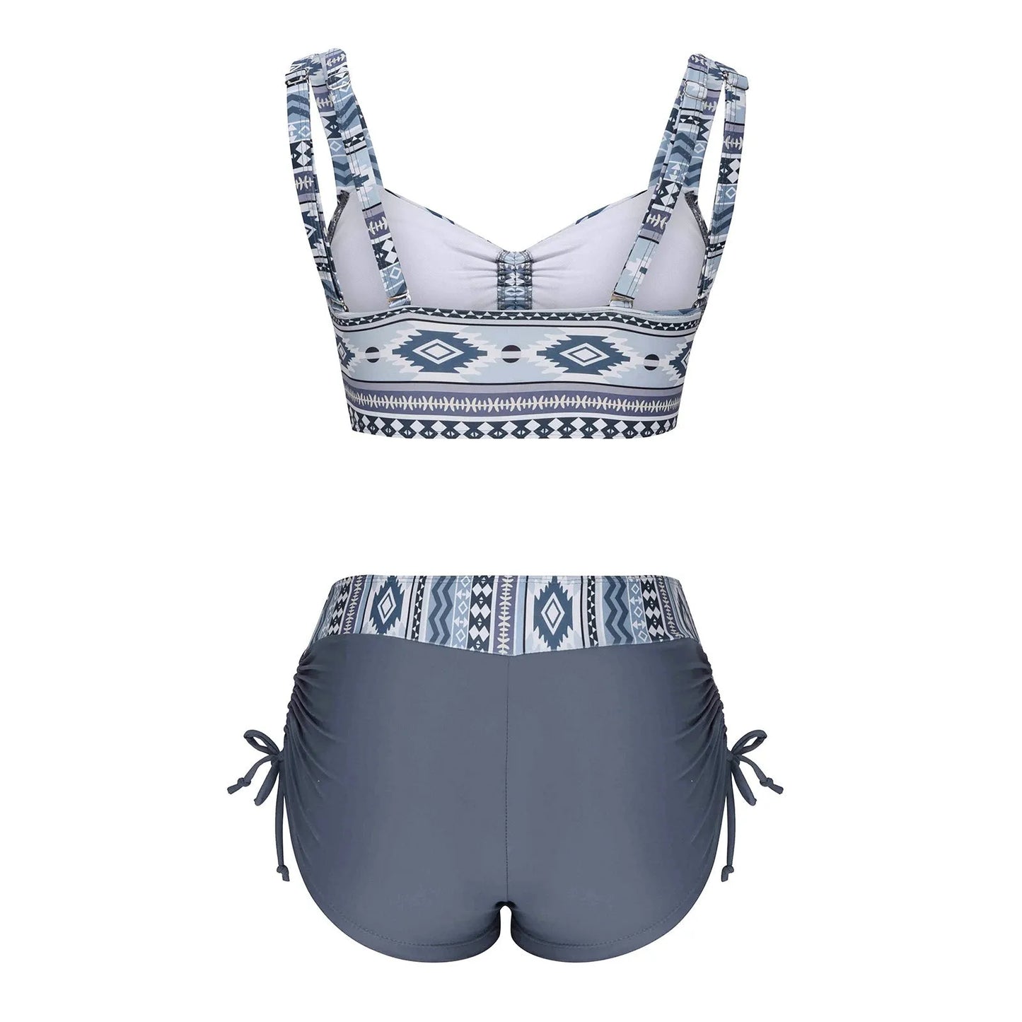 Women's split bikini swimsuit without chest pad in picture colour with polyester lining