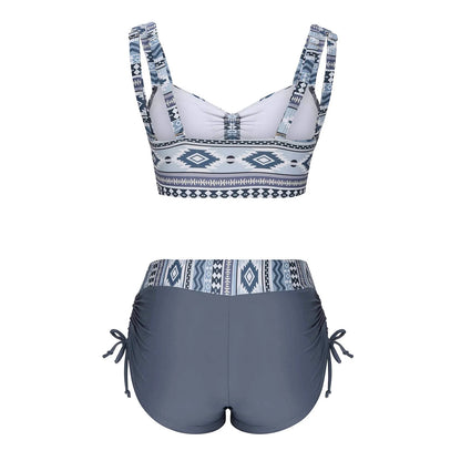 Women's split bikini swimsuit without chest pad in picture colour with polyester lining