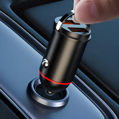 Black 200W car charger with zinc alloy housing and USB port for vehicle charging