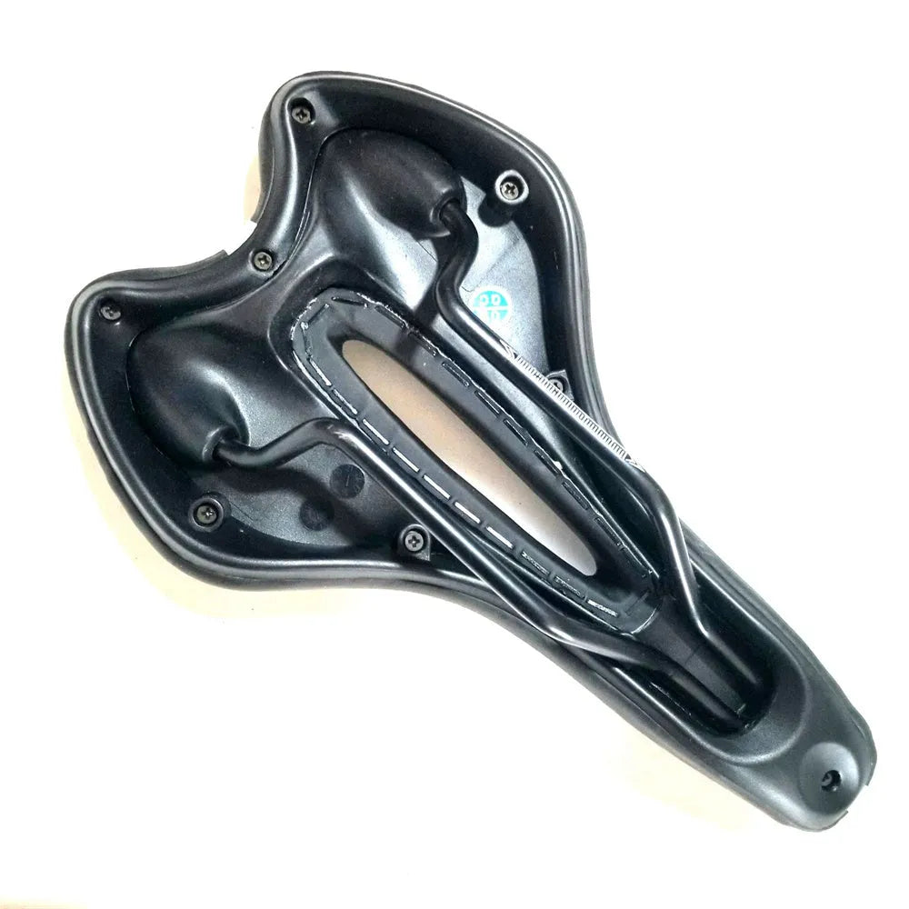 Bicycle cushion with silicone saddle, steel bow spring, and waterproof cover for enhanced cycling comfort