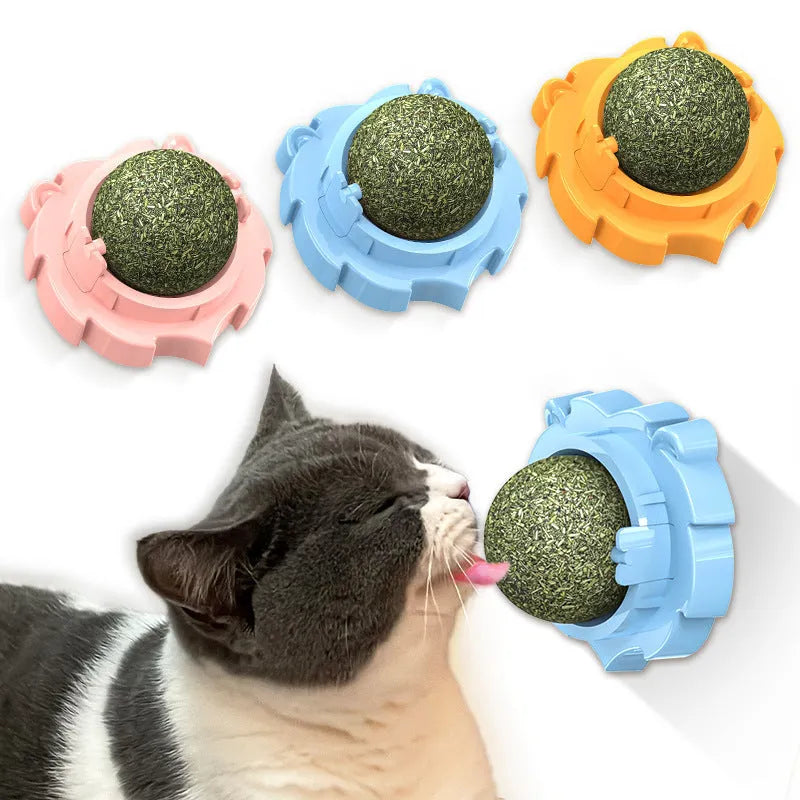 Lion-shaped molar cat toy in blue, orange, or pink colours with flavour options