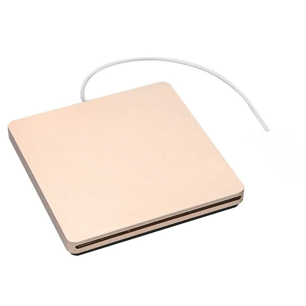 Ultra-thin silver Type-C external CD DVD burner with suction drive, 138 x 142 x 16 mm, for 12cm and 8cm discs