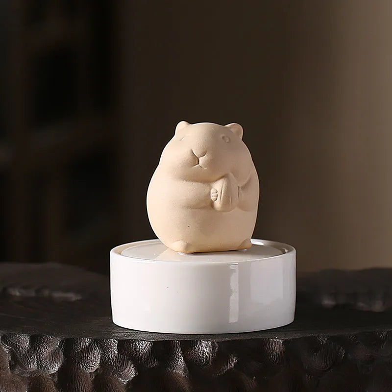 Ceramic hamster memorial urn with sealing glue for pet ashes in decorative styles