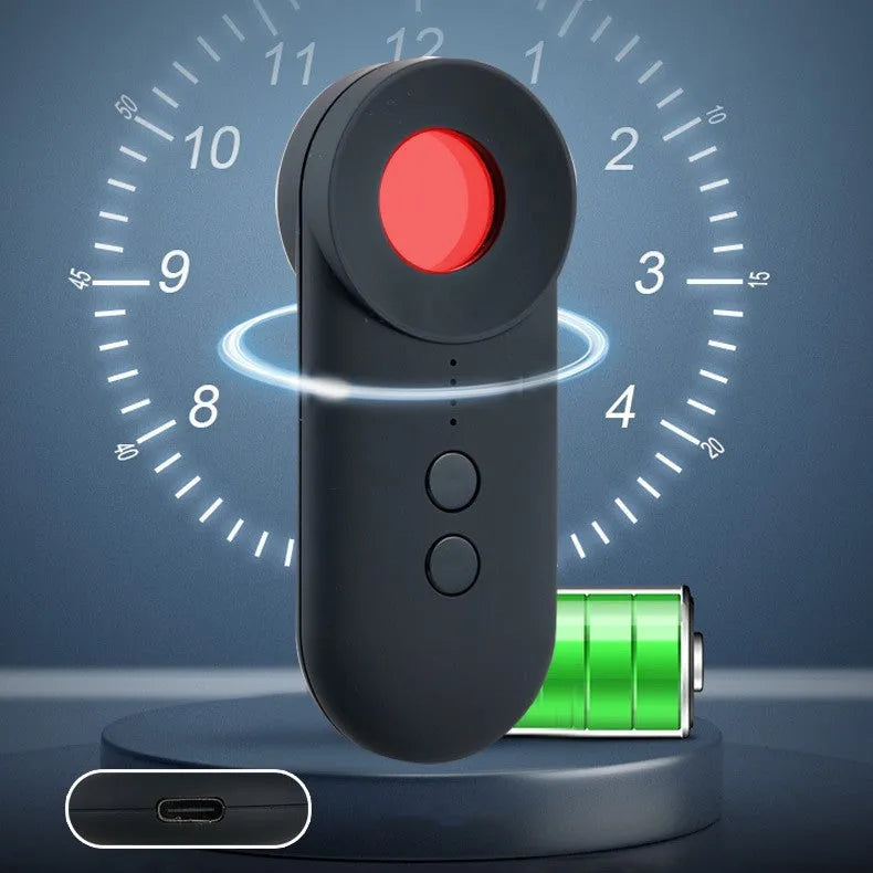 Black anti-car GPS detector with Micro USB port, measuring 93.8mm, for signal detection from 5cm to 3m range