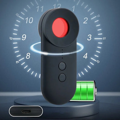 Black anti-car GPS detector with Micro USB port, measuring 93.8mm, for signal detection from 5cm to 3m range
