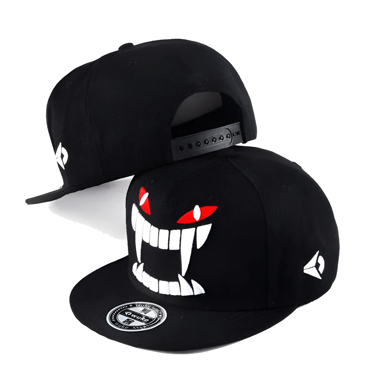 Black flat brim hip hop skateboard cap for men with dome crown and adjustable cotton blend fit