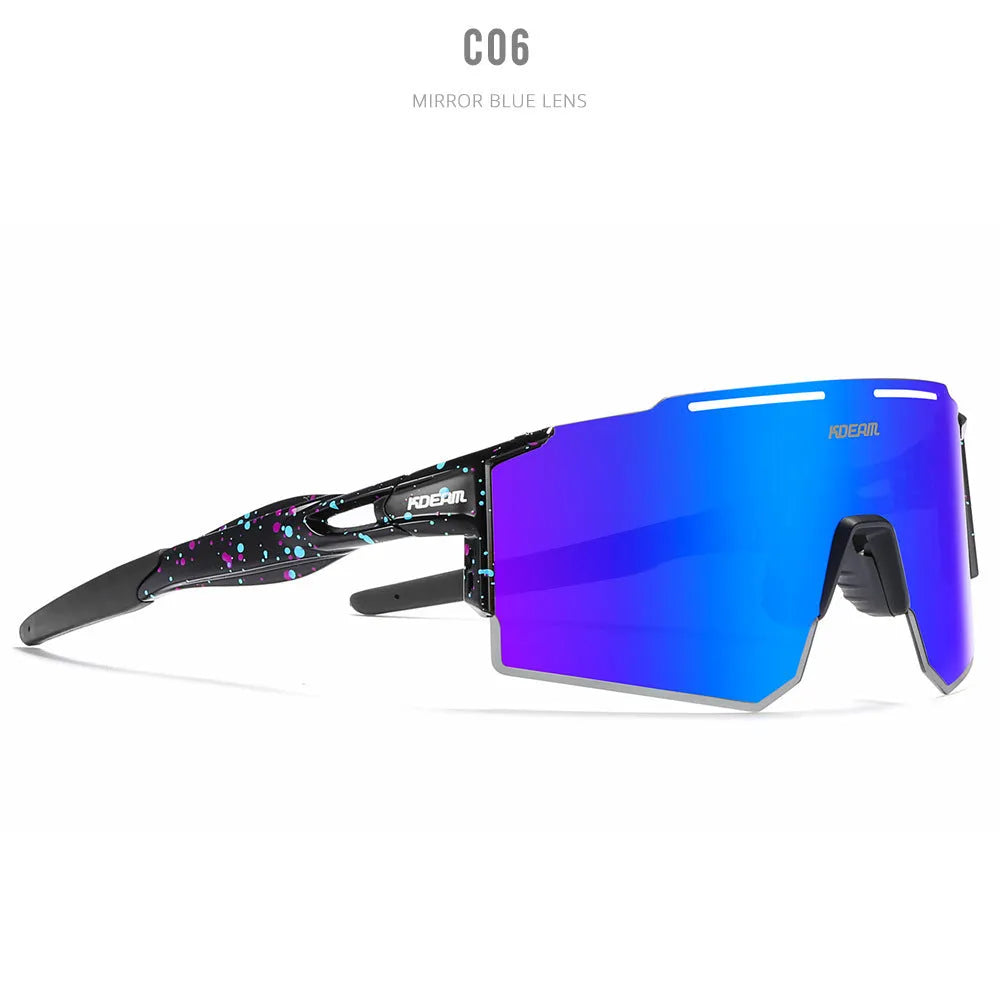 Polarised cycling sunglasses with frameless TR90 lightweight frame in sports design for athletic activities