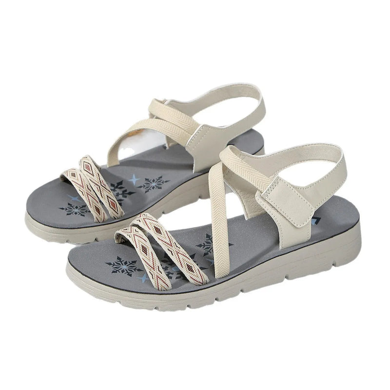 Women's Flat Sandals in Black Dark Blue or Milky White with Hollow Out Design, Round Toe, PU Upper, Breathable Sweat-Absorbent, Non-Slip Sole, Sizes 36 to 41, Printed Casual Summer Footwear for Ladies