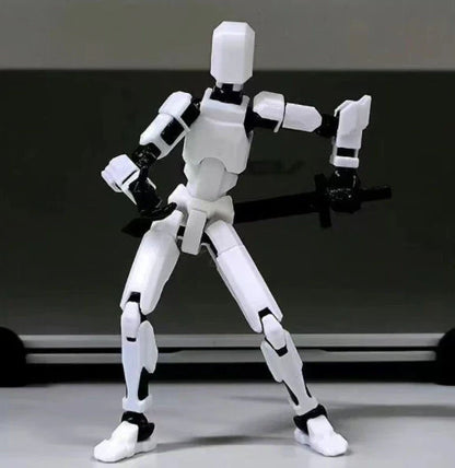 Customizable 3D printed multi-jointed action figure robot toy in various vibrant colors