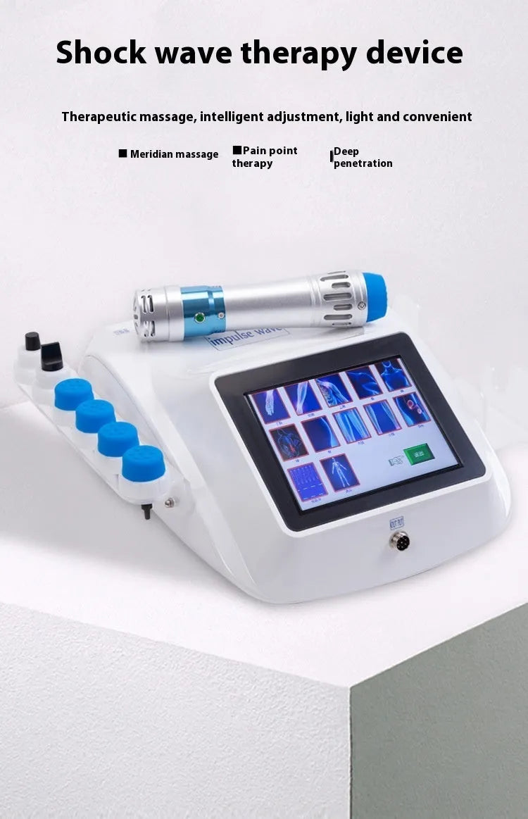 Handheld electromagnetic extracorporeal shock wave physiotherapy instrument with remote control, alternating current power supply, suitable for EU and US specifications, portable medical device for physical therapy treatment