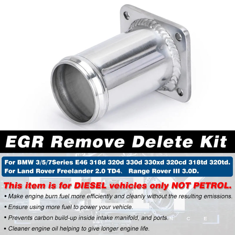 BMW EGR Delete Pipe Kit E46 318d 320d 330d Diesel with Blanking Plates EGR Removal Tube Vacuum Plug