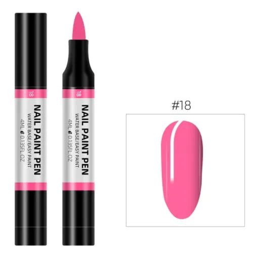 24 colour water-based nail polish painting pens for 3D nail art and flower designs