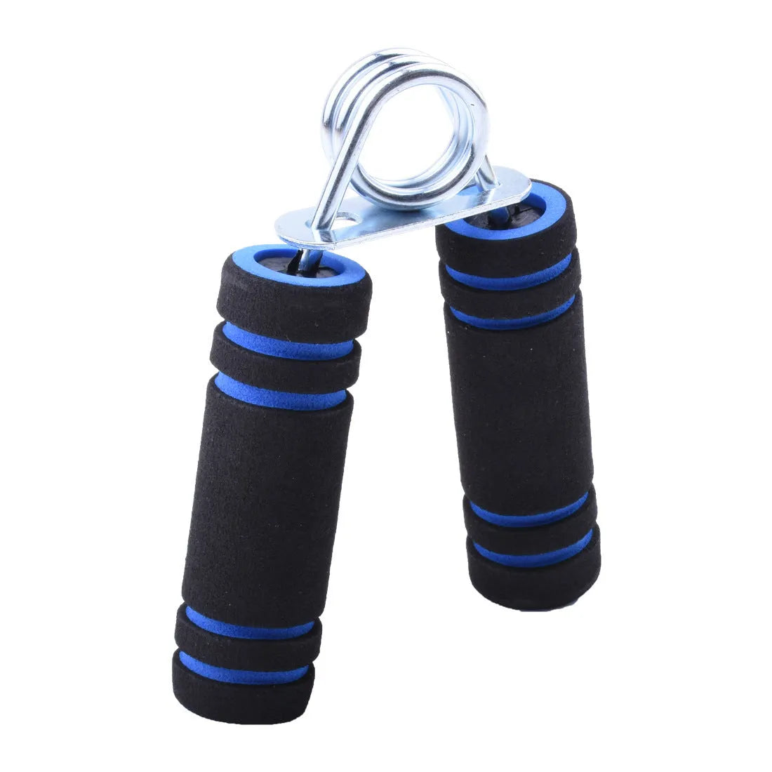 Hand grip strengthener with steel wire springs, sponge foam grip, 4.5cm, in Black gray, Black Blue, Black Red, Blue thread, or Dark green.