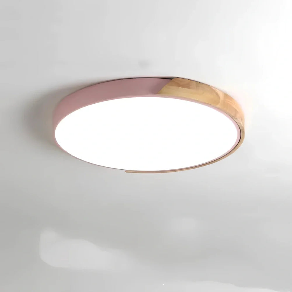 Modern circular ceiling lamp with remote control in black finish, 5cm height, suitable for bedrooms and living rooms