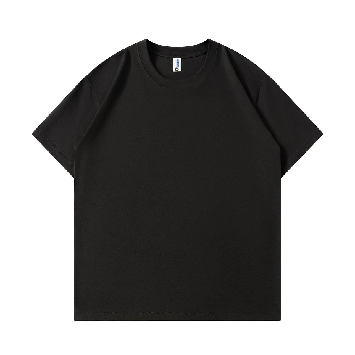 Cotton short sleeve T-shirt in loose fit with printing details on solid colour background