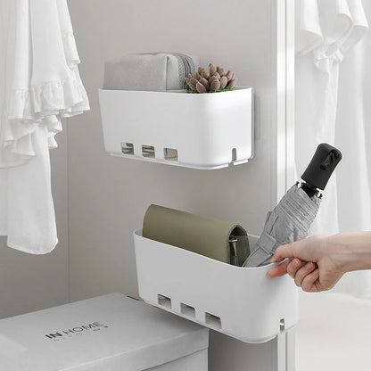 White retractable kitchen cabinet storage rack with hole-free installation