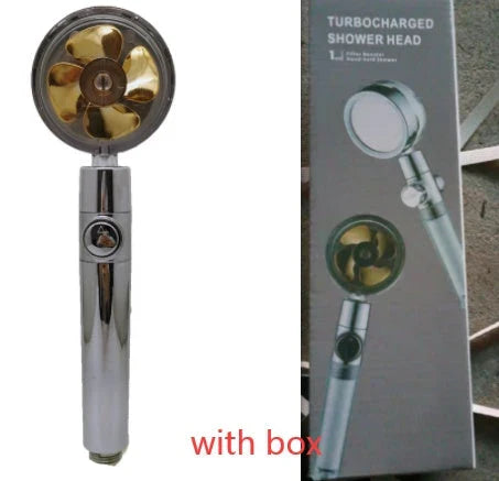 360° Rotating Shower Head with Built-In Fan - Premium ABS Plastic Construction, Water-Saving High-Pressure Spray