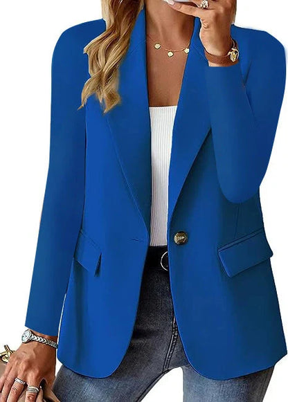 A stylish polyester cardigan jacket in a variety of solid colors, perfect for autumn wear.