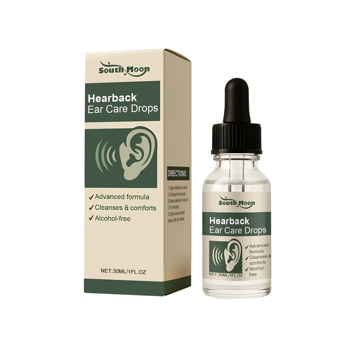 30ml bottle of ear care drops with witch hazel and Sophora flavescens extract.