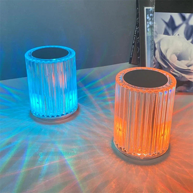 Stylish LED desk lamp with faux crystal design and customizable RGB lighting for home decor