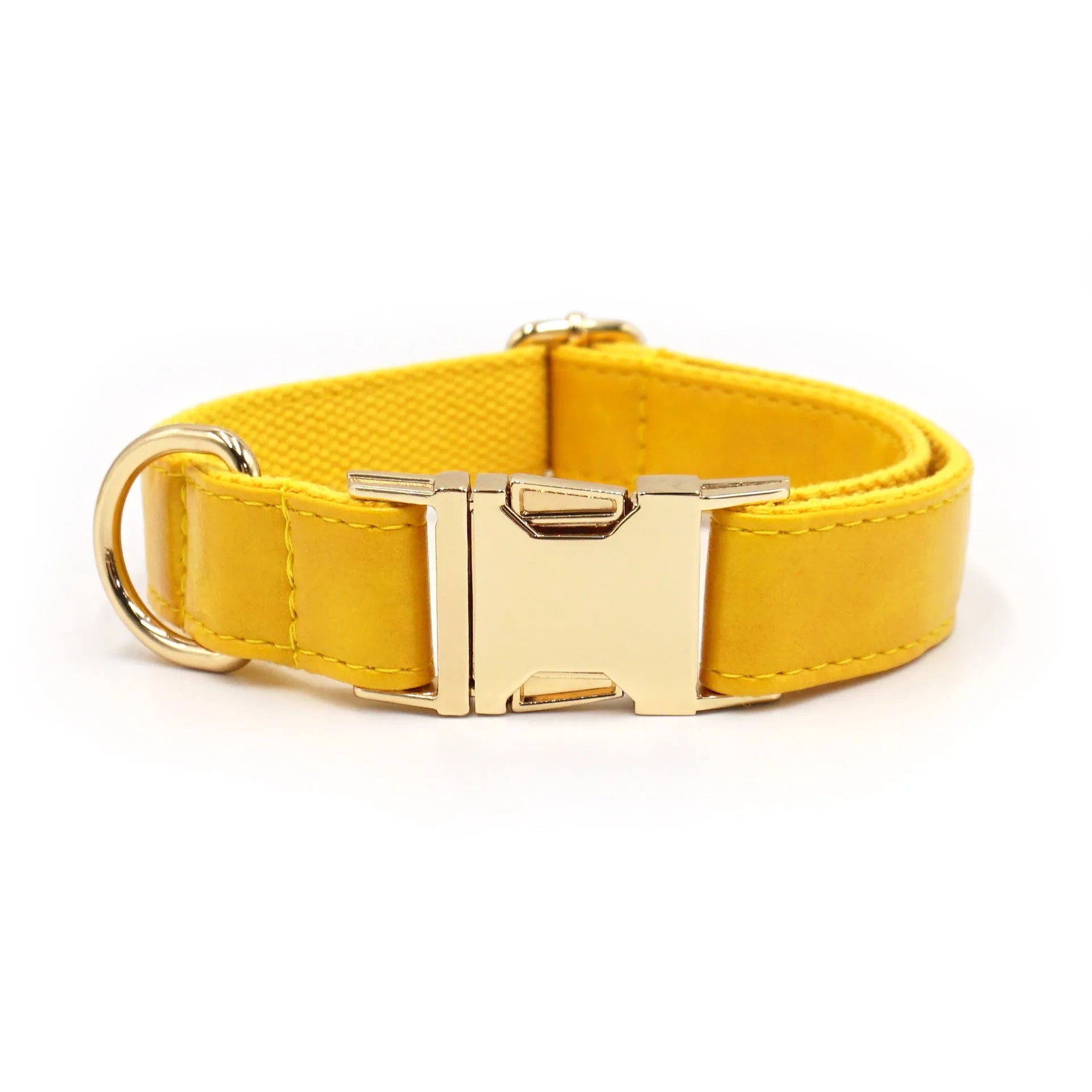 Simple colour-block velvet detail on a leather dog collar shown in caramel colour.