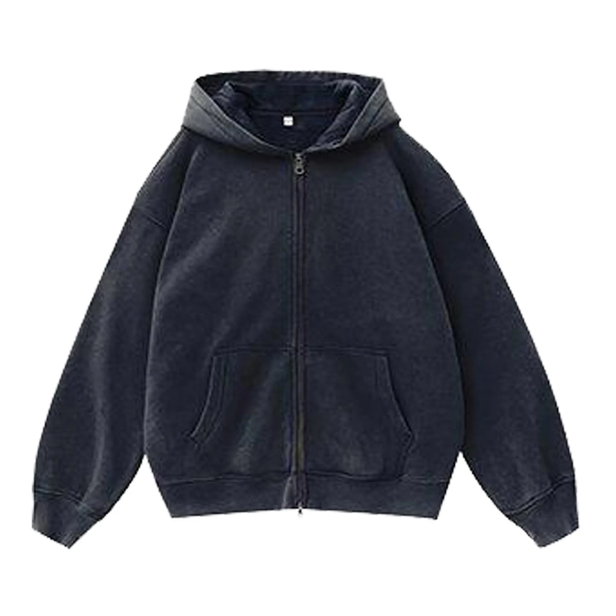 Women's distressed colour fleece-lined hooded cardigan sweater with patch pockets