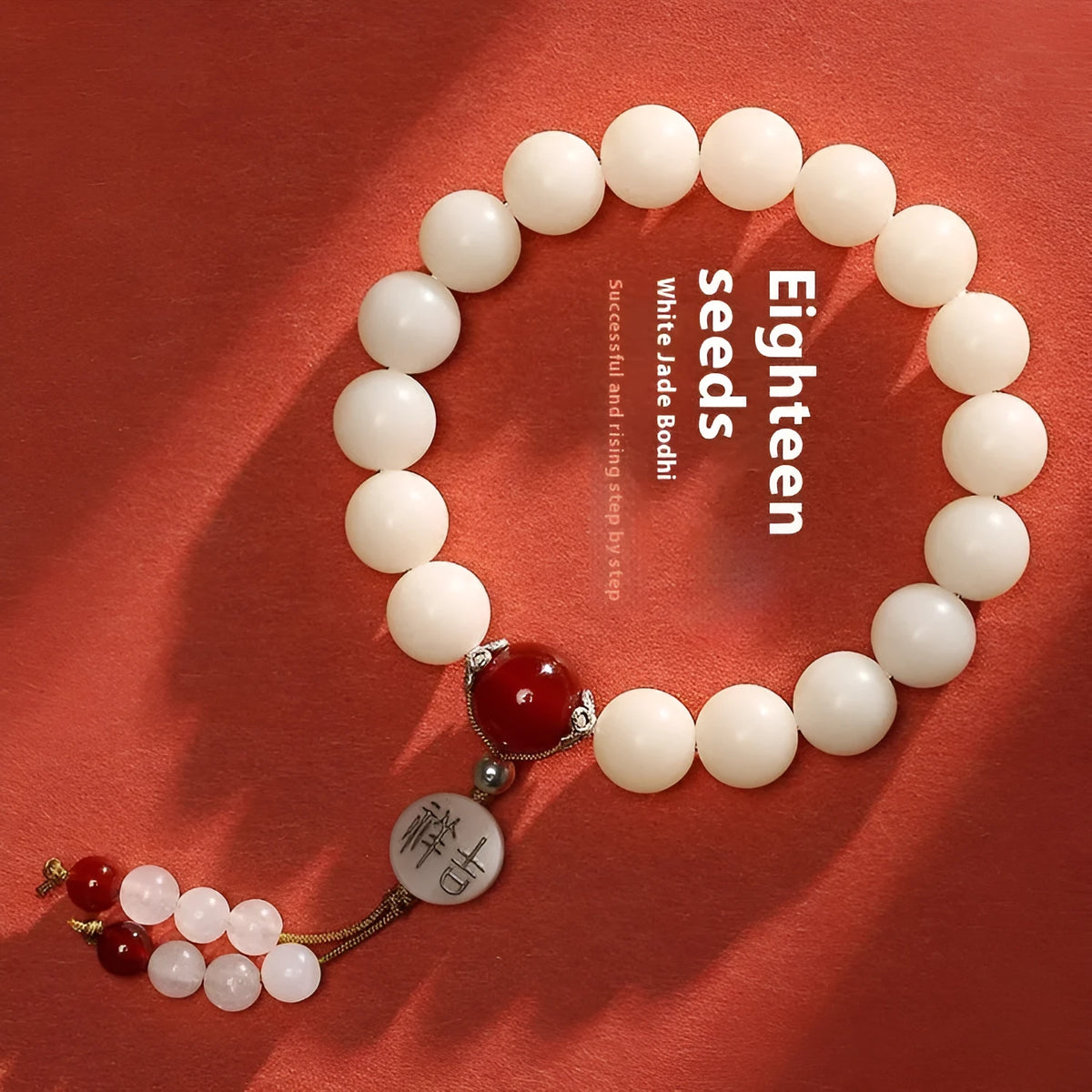 National style Bodhi couple bracelet with Ruyi elements and 10mm round beads