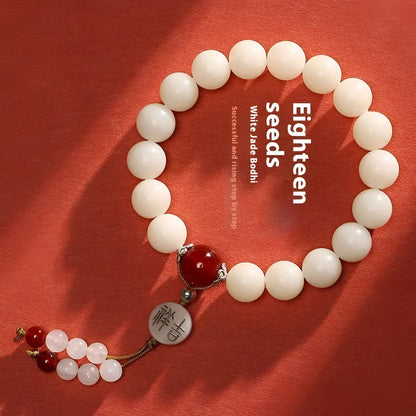 National style Bodhi couple bracelet with Ruyi elements and 10mm round beads