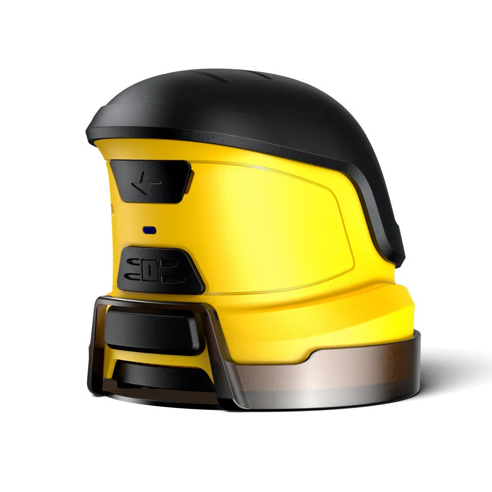 Yellow cordless electric snow scraper with USB charging cable for car window ice removal