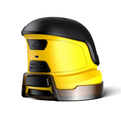 Yellow cordless electric snow scraper with USB charging cable for car window ice removal