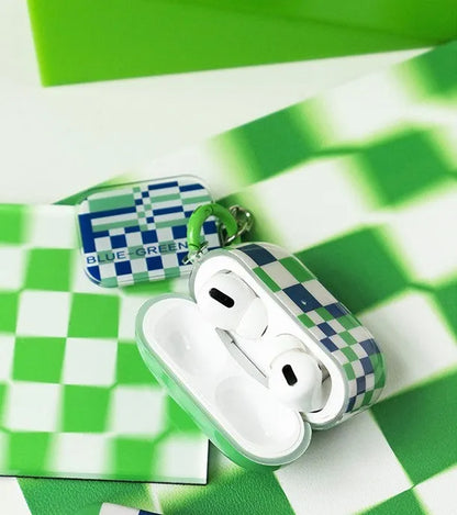 Green grid soft TPU earphone cover for Apple AirPods 1, 2 and AirPods Pro