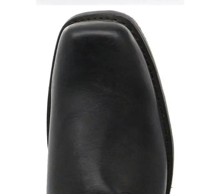 Men's brown cowboy boots with silver buckle ring detail on high-top leather design