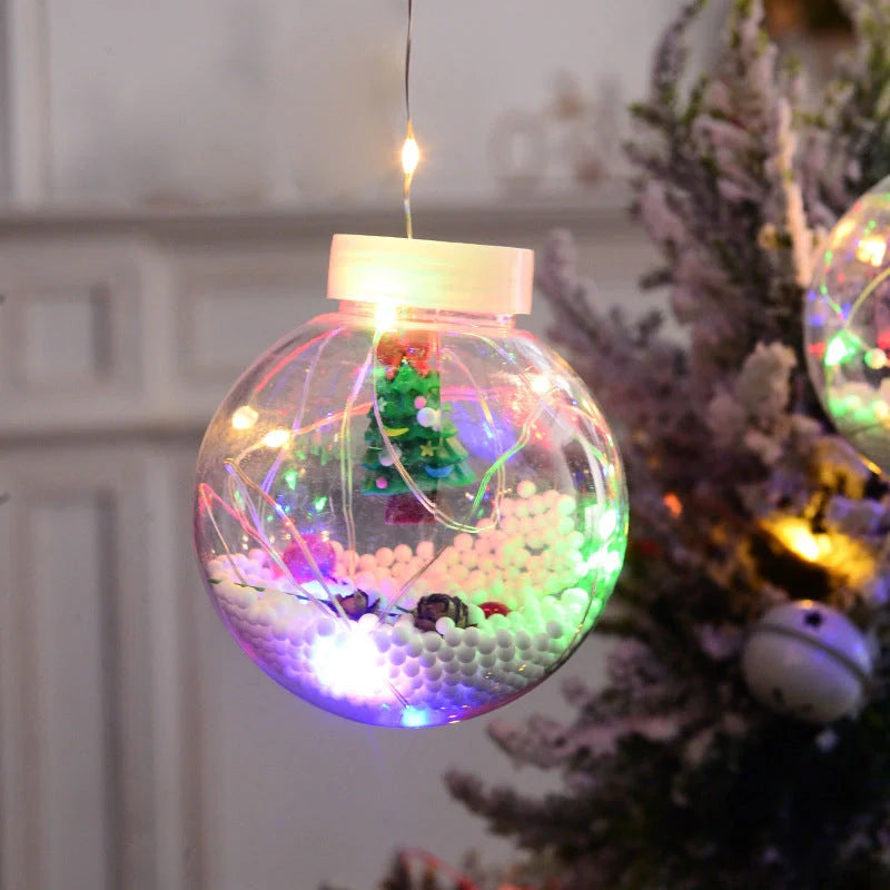 10PCS LED Christmas Curtain Lamp Set with fairy snowman and wishing ball designs for festive decoration
