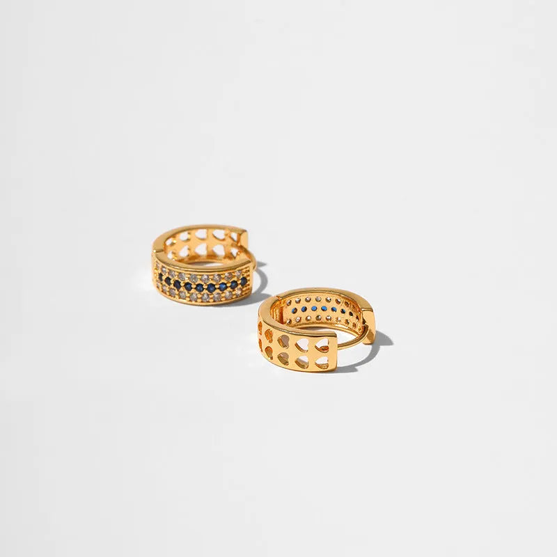 Women's geometric earrings with round design elements and 18K gold electroplated finish in colour KE1268