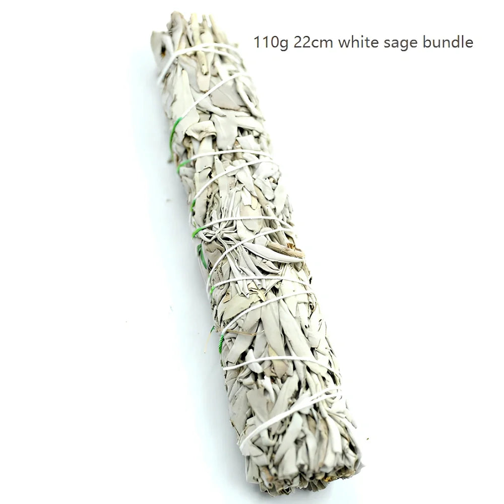 Natural white sage bundle measuring 18cm long with 3.5cm diameter for space purification