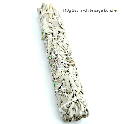 Natural white sage bundle measuring 18cm long with 3.5cm diameter for space purification