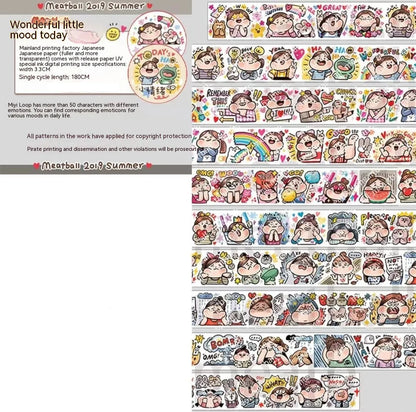 Haemorrhoid tape packaging stickers with cartoon characters, 42 styles, Japanese paper, 5 cm size
