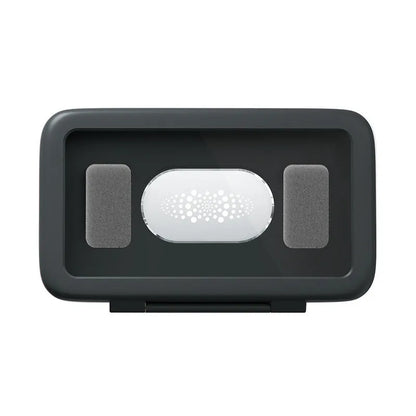 White waterproof phone case mounted on bathroom tile showing smartphone inside with touch screen accessible
