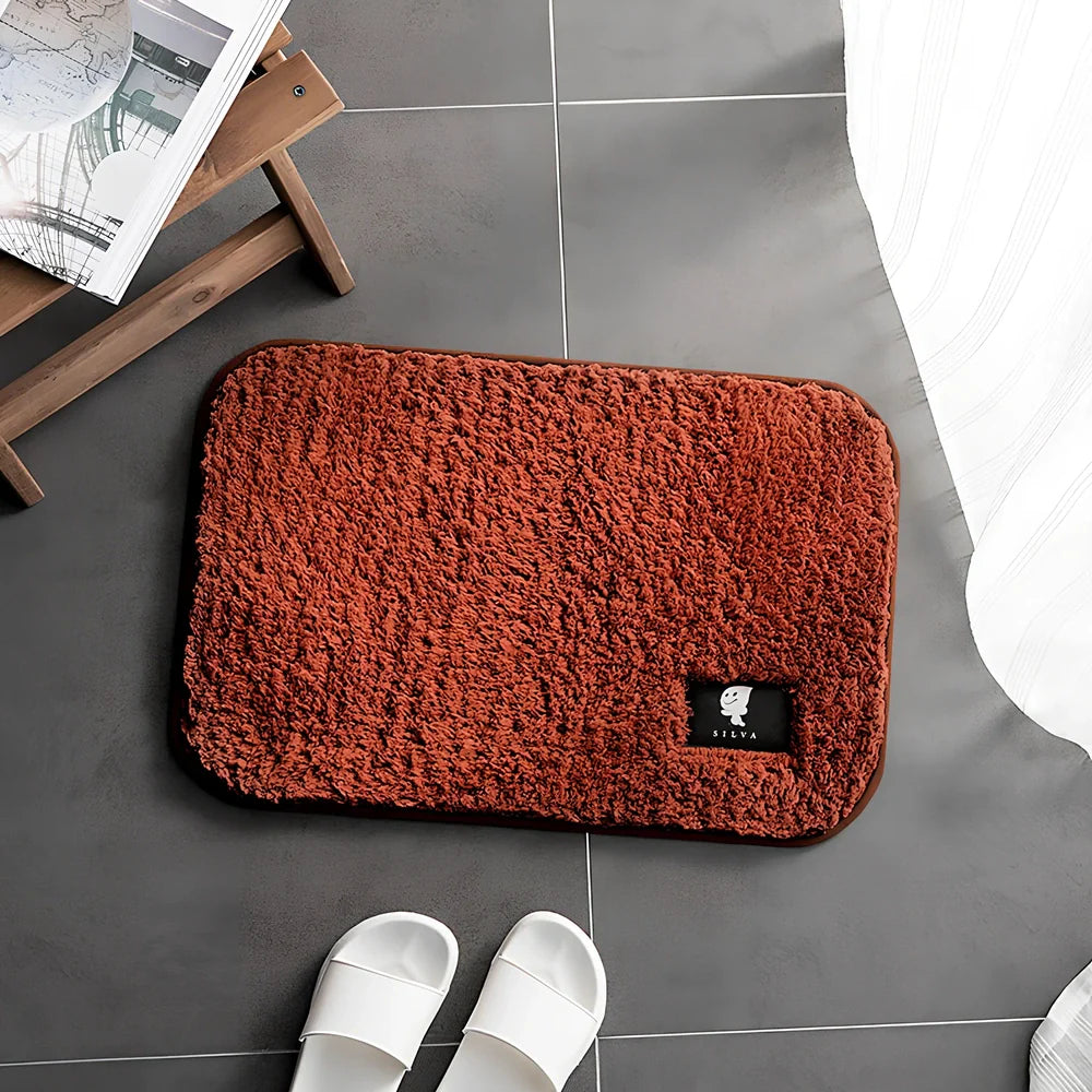 Rectangular anti-slip bathroom mat with polyester fibre construction in multiple colour options